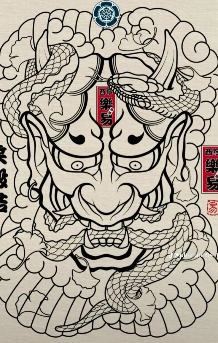 phác thảo ý tưởng tattoo hình ảnh rắn và mặt quỷ phác thảo ý tưởng tattoo hình ảnh rắn và mặt quỷ