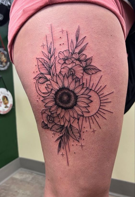  tattoo hoa ý nghĩa trên đùi