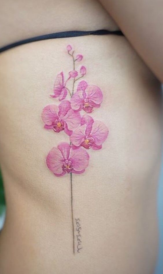 hình xăm hoa lan ở sườn cực đẹp
