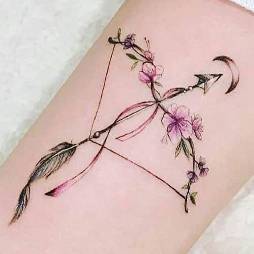 hình xăm cây cung làm từ cành hoa anh đào hình xăm cây cung làm từ cành hoa anh đào