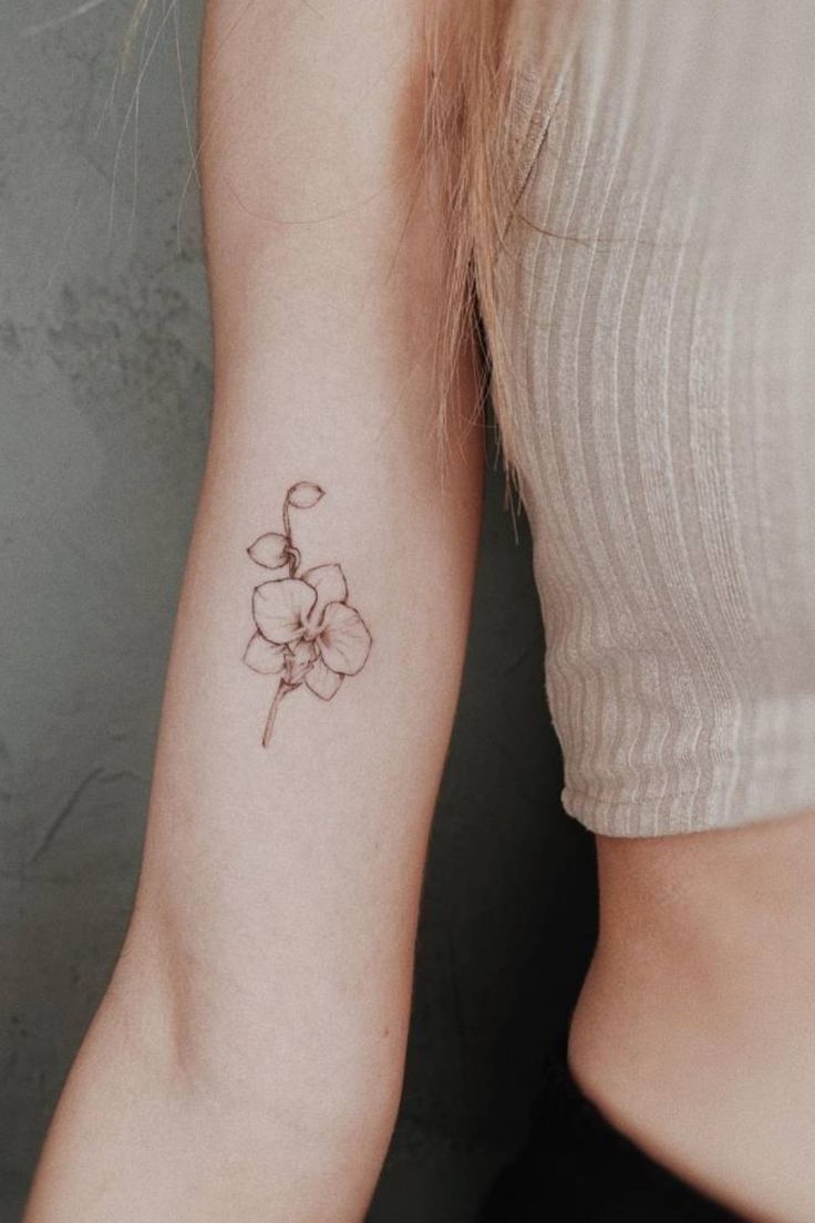 mẫu tattoo hoa lan tối giản mẫu tattoo hoa lan tối giản