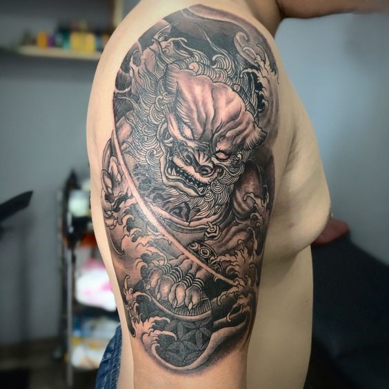 hình xăm kì lân đơn sắc hình xăm kì lân đơn sắc