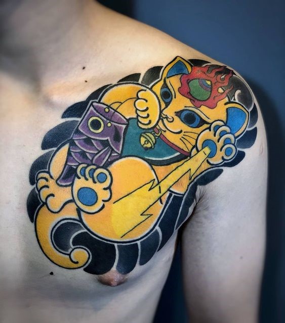 Top 200 hình xăm mèo thần tài ở ngực đem lại tài tộc may mắn - Genztattoo