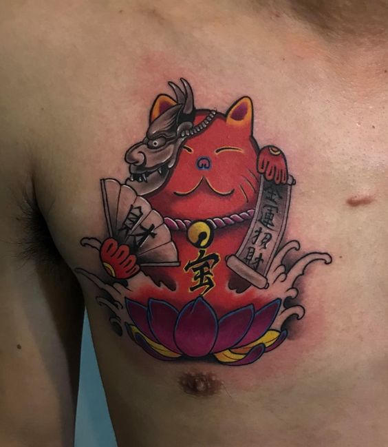 Top 200 hình xăm mèo thần tài ở ngực đem lại tài tộc may mắn - Genztattoo