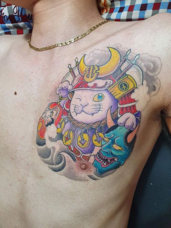 Top 200 hình xăm mèo thần tài ở ngực đem lại tài tộc may mắn - Genztattoo
