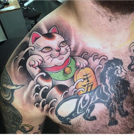 Top 200 hình xăm mèo thần tài ở ngực đem lại tài tộc may mắn - Genztattoo