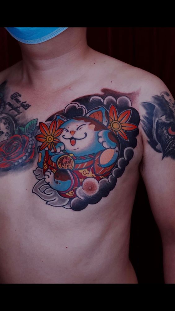 Top 200 hình xăm mèo thần tài ở ngực đem lại tài tộc may mắn - Genztattoo