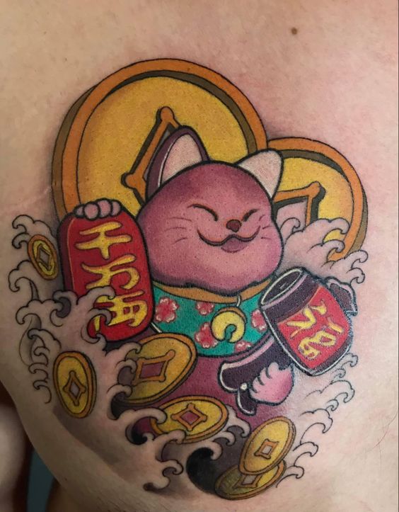 Top 200 hình xăm mèo thần tài ở ngực đem lại tài tộc may mắn - Genztattoo