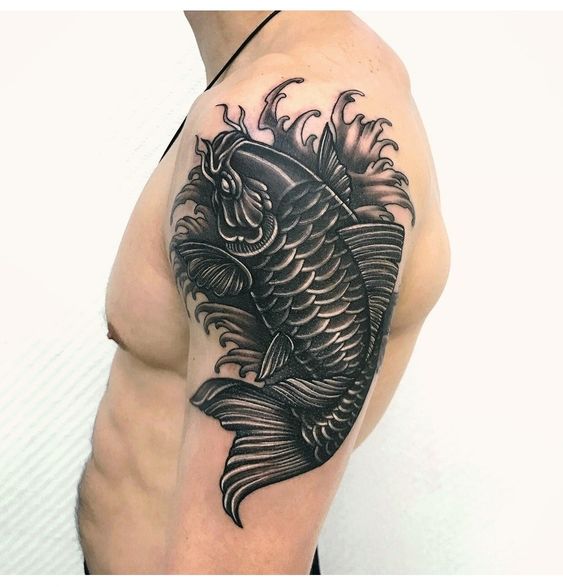 Top 155 hình xăm cá chép đen trắng được chọn lọc - Genztattoo