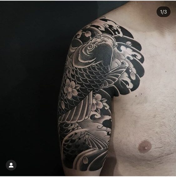 Top 155 hình xăm cá chép đen trắng được chọn lọc - Genztattoo