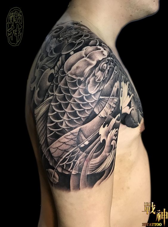 Top 155 hình xăm cá chép đen trắng được chọn lọc - Genztattoo