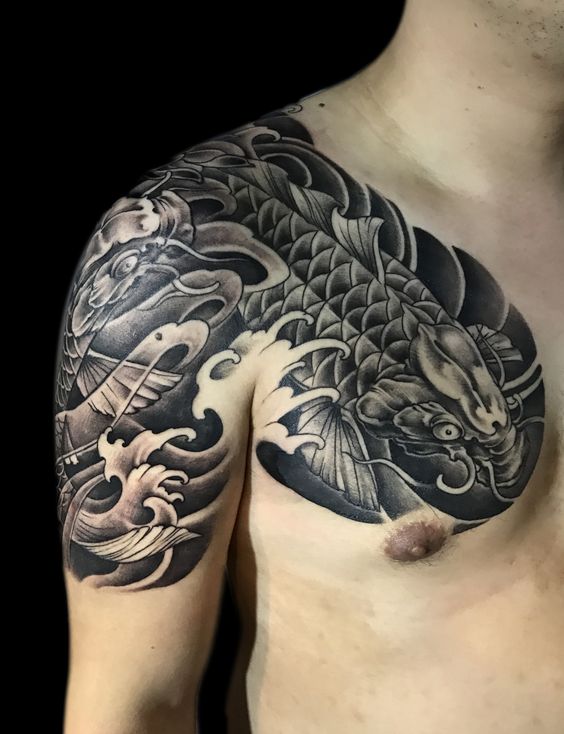 Top 155 hình xăm cá chép đen trắng được chọn lọc - Genztattoo