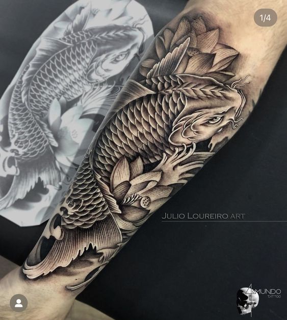 Top 155 hình xăm cá chép đen trắng được chọn lọc - Genztattoo