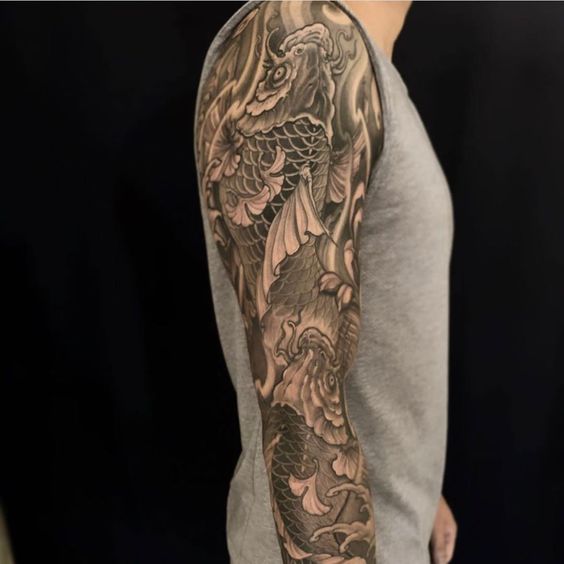 Top 155 hình xăm cá chép đen trắng được chọn lọc - Genztattoo