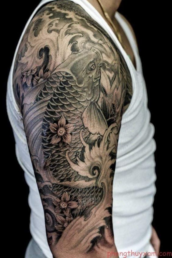 Top 155 hình xăm cá chép đen trắng được chọn lọc - Genztattoo