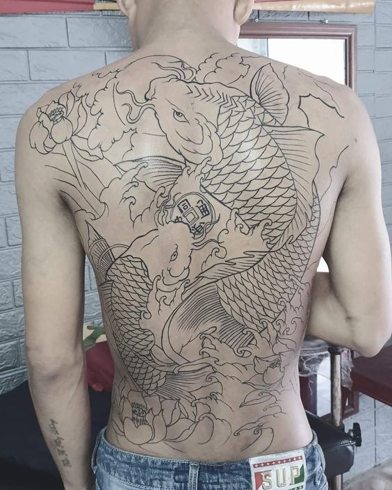 Top 155 hình xăm cá chép đen trắng được tuyển chọn - Genztattoo