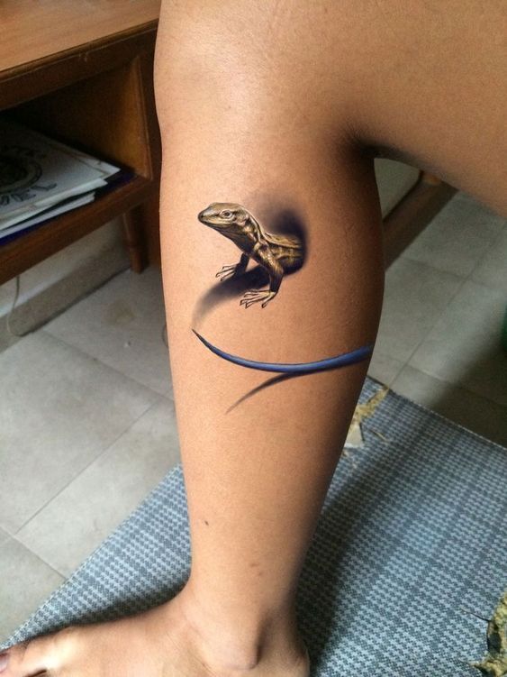 tattoo 3D mẫu con thằn lằn cực sinh động