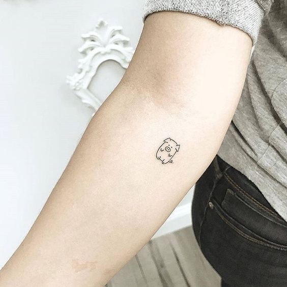 hình xăm con lợn siêu nhỏ Top 200 hình xăm cute dễ thương cho nam và nữ - Genztattoo