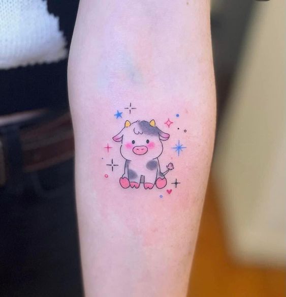 hình xăm con bò mini lấp lánh Top 200 hình xăm cute dễ thương cho nam và nữ - Genztattoo