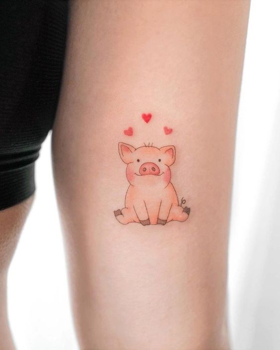 hình xăm con lợn nhỏ và trái tim Top 200 hình xăm cute dễ thương cho nam và nữ - Genztattoo