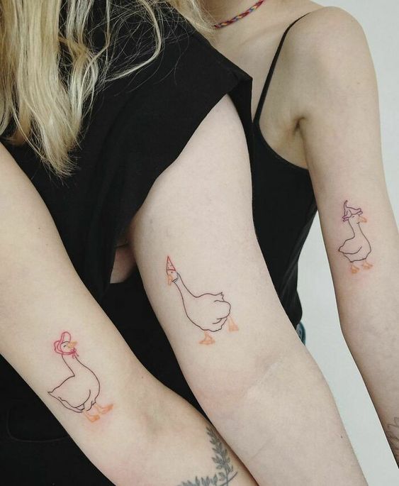 hình xăm vịt mini cho bạn bè Top 200 hình xăm cute dễ thương cho nam và nữ - Genztattoo