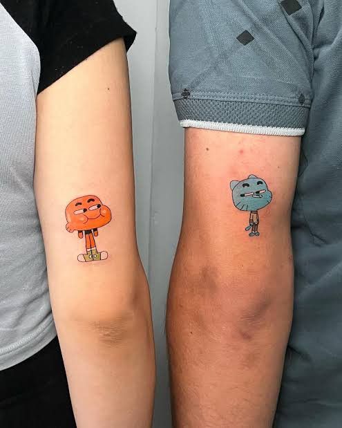 hình xăm hoạt hình mini cho các cặp đôi Top 200 hình xăm cute dễ thương cho nam và nữ - Genztattoo