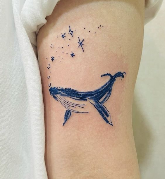 hình xăm cá voi nhỏ màu đại dương Top 200 hình xăm cute dễ thương cho nam và nữ - Genztattoo