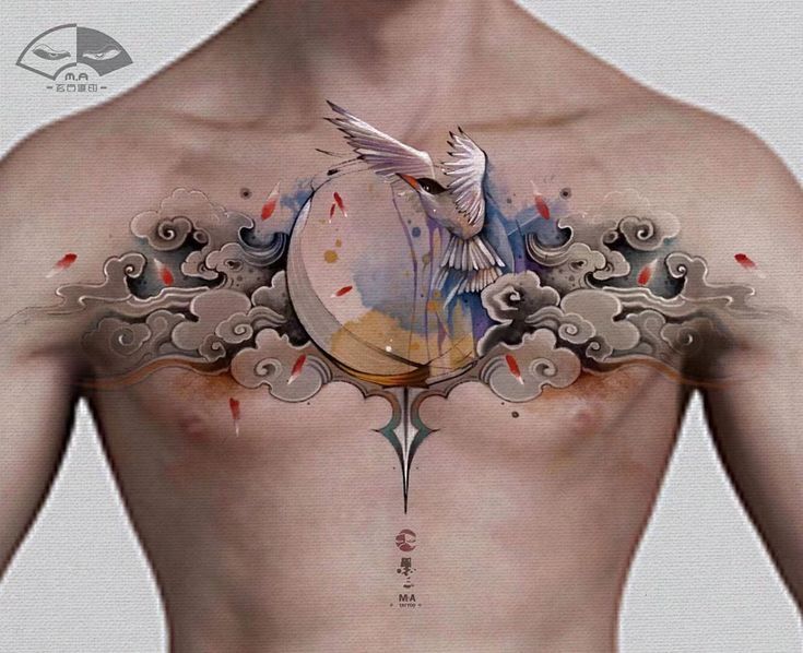 tattoo con hạc trước ngực cực đẹp tattoo con hạc trước ngực cực đẹp