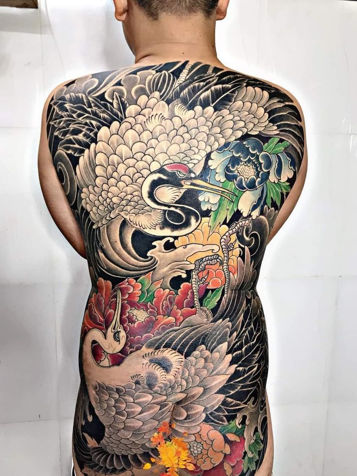 mẫu xăm con hạc nghệ thuật full lưng mẫu xăm con hạc nghệ thuật full lưng