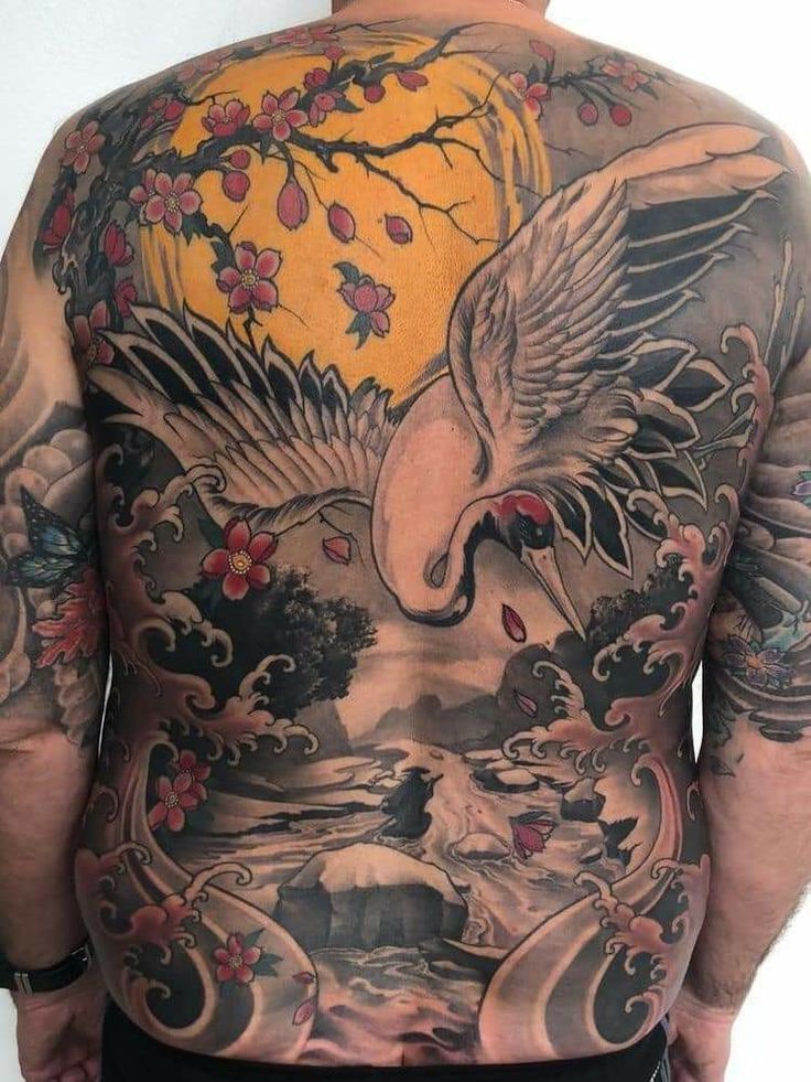 tattoo con hạc cực chất full lưng tattoo con hạc cực chất full lưng