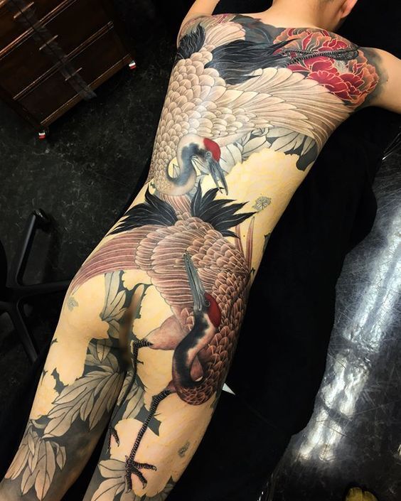 tattoo con hạc full người cực chiến tattoo con hạc full người cực chiến