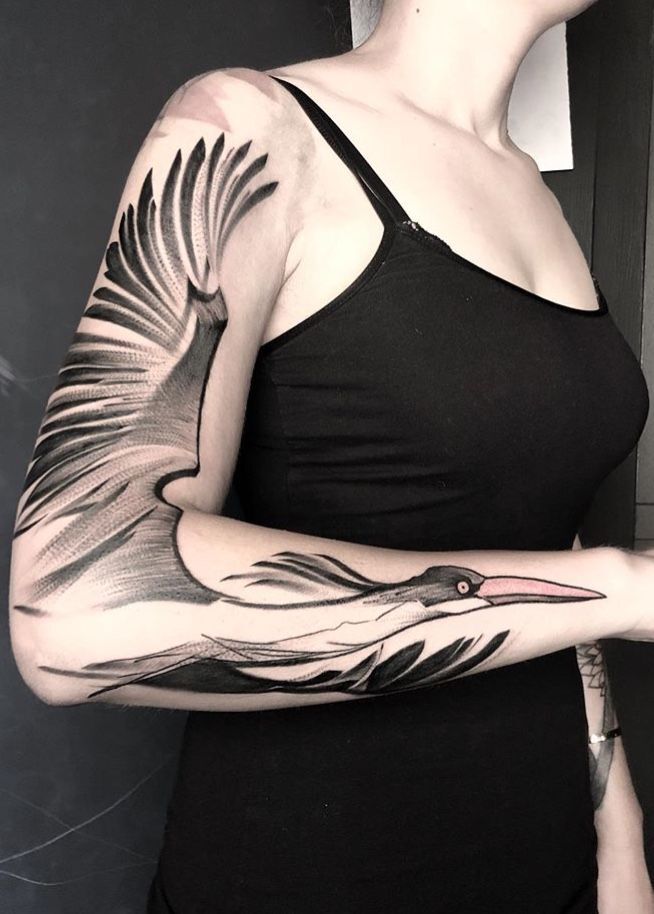 mẫu tattoo con hạc full cánh tay mẫu tattoo con hạc full cánh tay