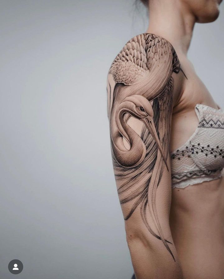 tattoo con hạc full bắp tay cực chiến tattoo con hạc full bắp tay cực chiến