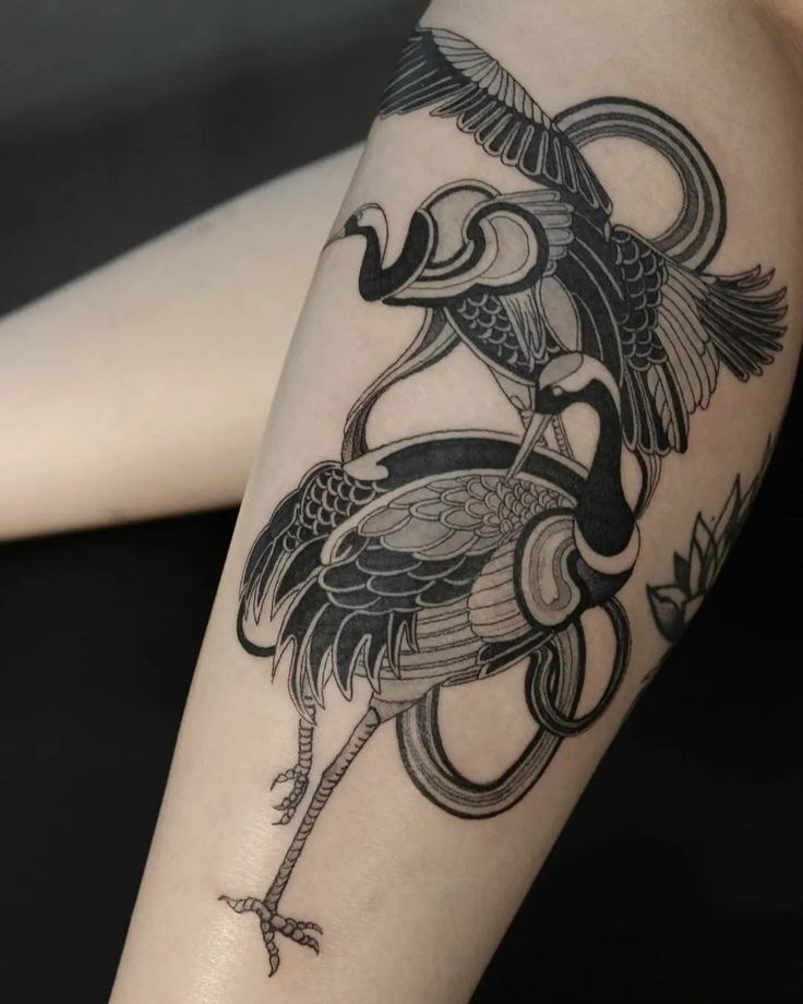 mẫu tattoo con hạc nghệ thuật siêu đẹp mẫu tattoo con hạc nghệ thuật siêu đẹp