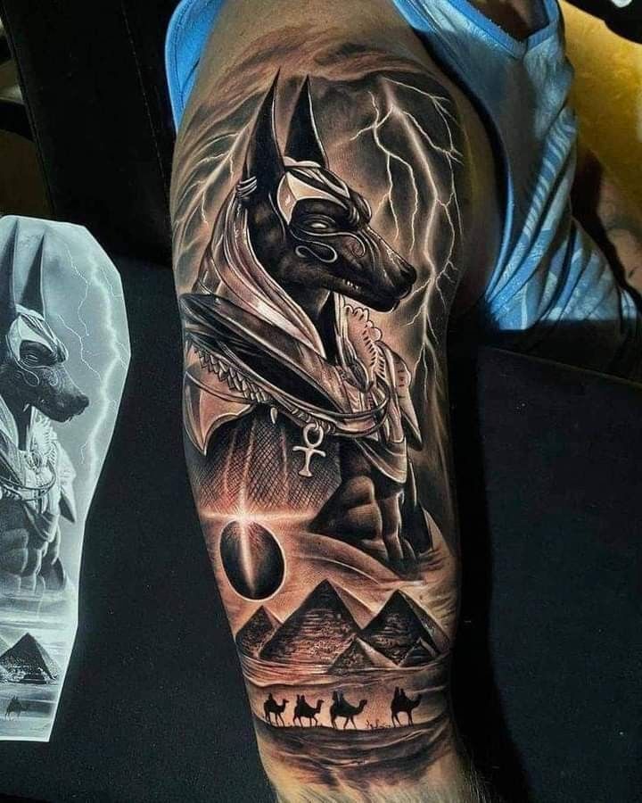 hình xăm anubis cùng sa mạc Ấn Độ hình xăm anubis cùng sa mạc Ấn Độ