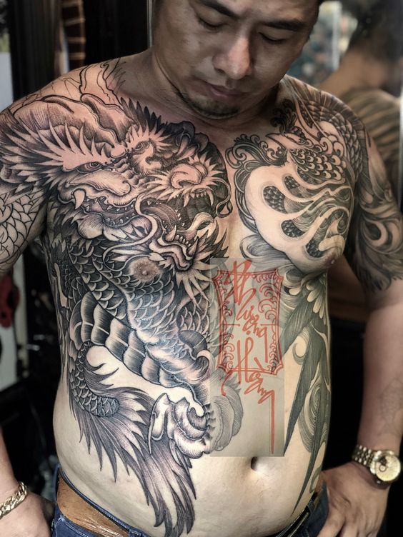khách xăm hình hình xăm long phụng đơn sắc cục đẹp khách xăm hình hình xăm long phụng đơn sắc cục đẹp