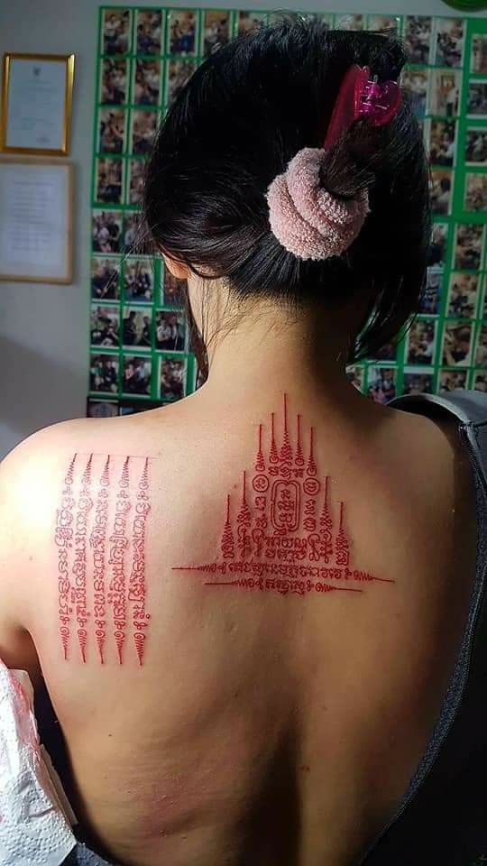 hình xăm khmer đỏ ở lưng Top 444+ hình xăm chữ Khmer cho người thích độc lạ - Genztattoo