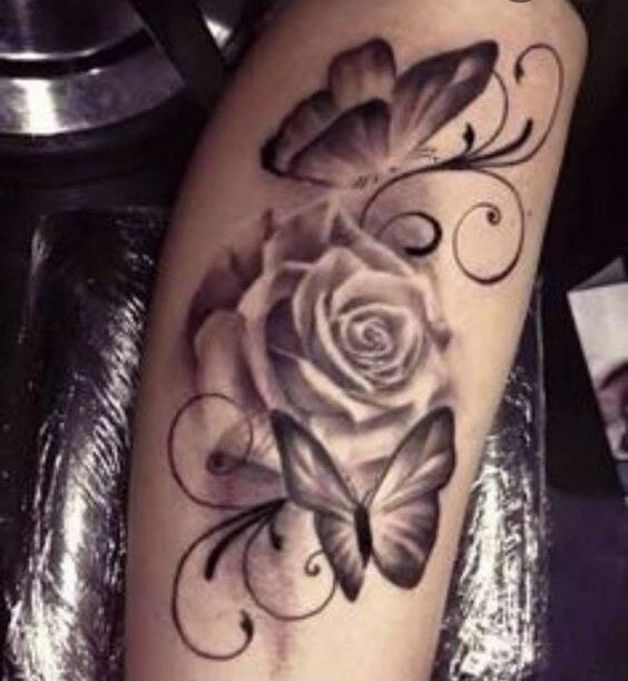 hình xăm hoa hồng và bướm đẹp trên cánh tay tatoo hoa hồng và bướm xinh ở cánh tay