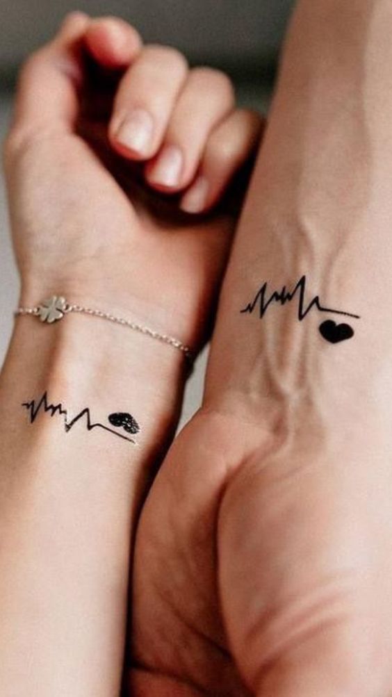 Nhịp tim khắc trên cổ tay cho cặp đôi Top 600+ hình xăm couple siêu ngầu và cá tính - Genztattoo