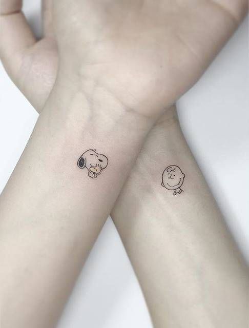 hình xăm đôi snoopy Top 600+ hình xăm couple siêu ngầu và cá tính - Genztattoo