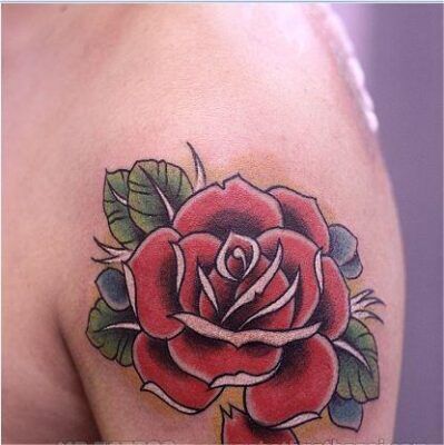 Tattoo hoa hồng đỏ đơn giản